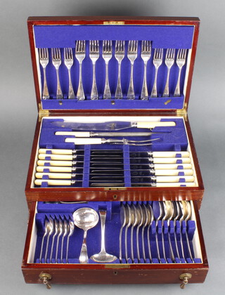 A canteen of plated cutlery for 6 contained in a mahogany case 