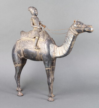 An Arabic plated figure of a camel and rider 47cm  