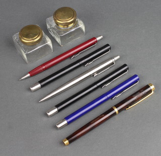 A Waterman fountain pen, minor ballpoint pens etc