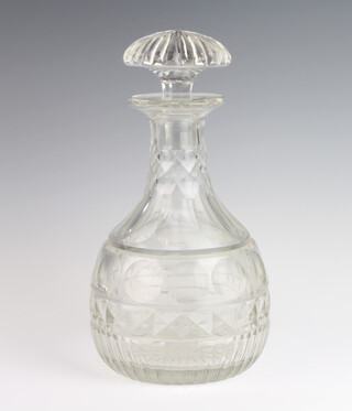 A Georgian design mallet shaped decanter with mushroom stopper 30cm 