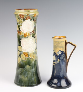 A Doulton series ware jug 20cm together with a Royal Doulton waisted vase decorated with flowers 33cm  