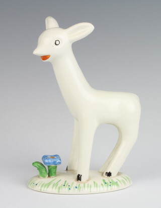 A Midwinter figure of a lamb 20cm together with a Crown Ducal Tom The Piper's Son baby dish 20cm 