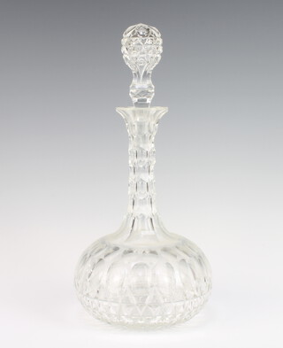 An Edwardian mallet shaped decanter and stopper 30cm 