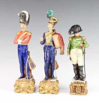 An Italian figure of Napoleon 25cm, 2 figures of soldiers 30cm 
