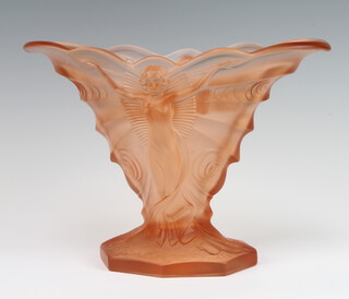 An Art Deco moulded glass centrepiece decorated with robed ladies 22cm 