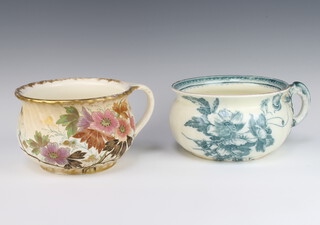 An Edwardian chamber pot with floral transfer print decoration, a Bonn ditto 