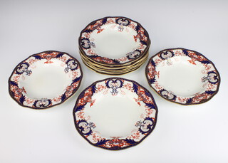 Ten Royal Crown Derby Imari pattern soup bowls 26cm 