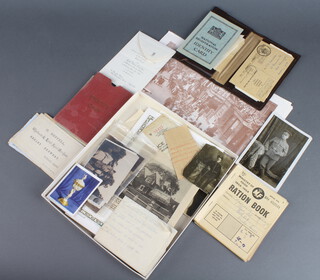 Four Second World War identity cards, 3 1953-54 ration books and a quantity of other ephemera 