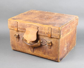 Browning Arundel & Co, a leather suitcase with brass mounts 26cm h x 45cm w x 36cm d 