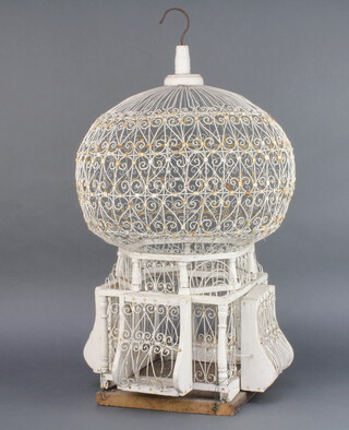 A 1930's Persian style wire work bird cage 70cm h x 38cm diam. original base is missing 
