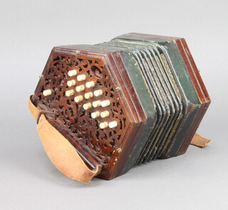 A 19th Century rosewood concertina with 33 buttons 