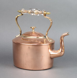 A Victorian copper kettle with glass isolator 10cm x 20cm x 18cm 