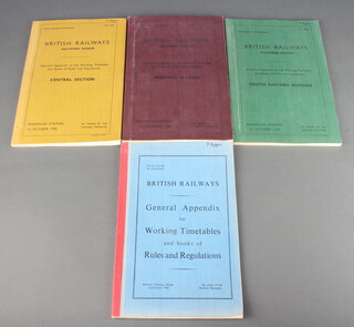 A British Railways General Appendix and Working Timetables, Booking Rules and Regulations, 3 British Railways Southern Region Appendix of Working Timetables, Rules and Regulations, central section, western section and eastern division 