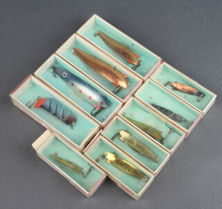 Ten Swedish Abu fishing lures mainly Toyby lures, all boxed 