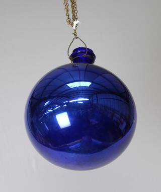 A blue Witches ball 27cm diam.