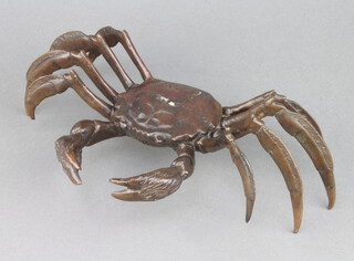 A Japanese bronze figure of a walking crab 6cm x 22cm x 12cm 