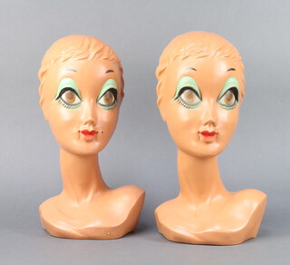 A pair of 1960's Twiggy plastic busts 34cm h x 20cm w x 15cm d 