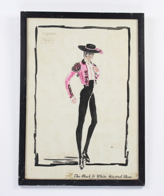 Mixed Media, two 20th Century costume designs "The Minstrel Show", "Spanish Boys and Spanish 4 Flamenco", indistinctly signed 50cm x 34cm 
