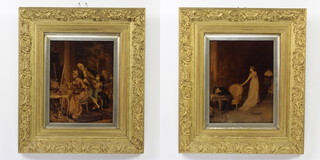 Christoleums, interior scenes with a distressed gentleman and lady and a female artist with gentleman 23cm x 17cm 