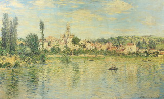 After Claude Monet, a textured print on canvas "Vue de Vetheuil, Ete" 60cm x 100cm    