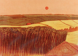 Robert Tavener RAE (1920-2004) limited edition coloured print "Corn Field Downs" 14 of 75 40cm x 55cm  