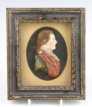 A 19th Century wax miniature oval portrait of Bonnie Prince Charlie 9cm x 7cm  