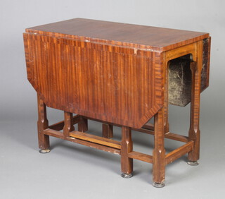 An Art Deco mahogany gateleg dining table 75cm h x 92cm w x 45cm (a/f)