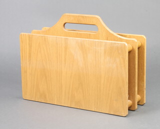 A Danish mid Century light teak 2 division Canterbury 35cm h x 50cm x 17cm d
