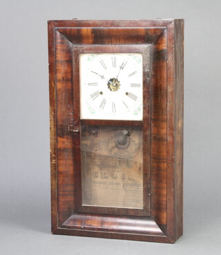 Jerome Newhaven, an American 30 hour striking wall clock with painted dial contained in a mahogany case, complete with weight 