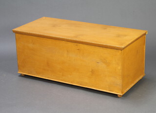 A light plywood coffer with hinged lid 45cm h x 109cm w x 50cm d 