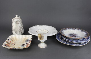 A Victorian meat plate and minor decorative china 