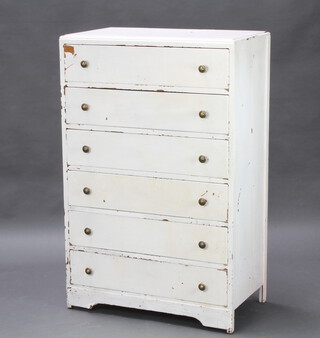 A white painted oak chest of 6 long drawers 116cm h x 75cm w x 42cm d 