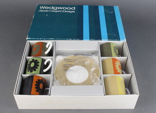 A Wedgwood Susie Cooper Carnaby Daisy design set of 6 coffee cans and saucers, boxed  