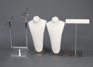 Four Becharmed metal jewellery display stands 