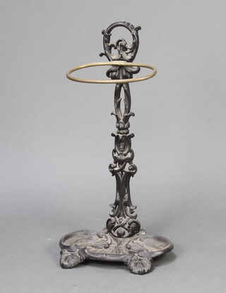 A Victorian style cast iron and brass stick stand 58cm h x 30cm w x 19cm d 