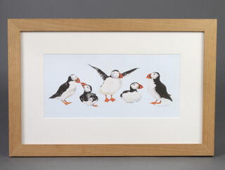 Annabel Fairfax, print, study of puffins 19cm x 14cm 