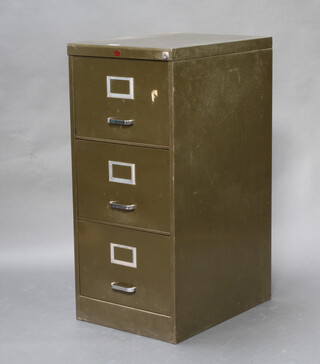 Howden, a mid Century green painted metal 4 drawer filing cabinet 102cm h x 46cm w x 62cm d 