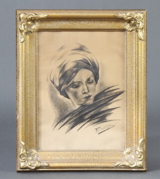 F Bonting, print, study of a lady 39cm x 29cm 