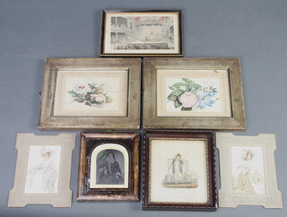 19th Century print, "Milk O" 16cm x 14cm and minor prints
