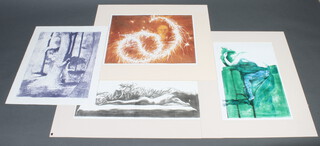 Berry Daines, lithograph, signed in pencil, portrait study 58cm x 39cm and 3 others all unframed 