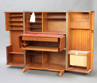 A mid Century teak home office with well fitted interior 113cm h x 83cm w x 53cm d 