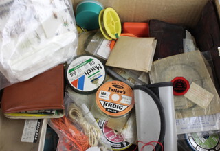 A collection of vintage fly fishing tackle including flies, lines, Hardy, Orvis etc 