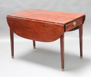 A 19th Century oval Pembroke table fitted a frieze drawer and raised on square tapered supports 70cm h x 101cm w x 57cm 