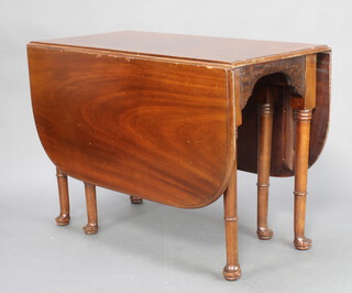 A 19th Century mahogany drop flap gateleg dining table raised on club supports 76cm h x 106cm w x 53cm d 