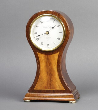 Fema, a Victorian style timepiece contained in an inlaid mahogany balloon shaped case, the paper dial marked Knight and Gibbins 
