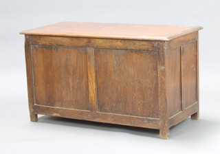 A 19th Century oak coffer of panelled construction with hinged lid 60cm h x 105cm w x 53cm d 