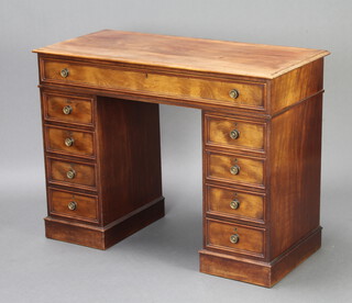 A Georgian bleached mahogany kneehole desk fitted secretaire drawer above 8 short drawers 78cm h x 104cm w x 47cm d