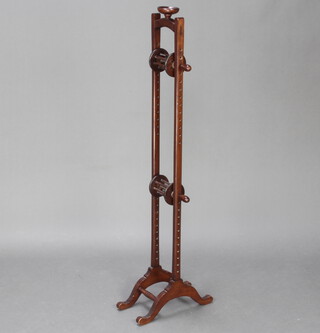 A 19th Century mahogany adjustable 2 reel wool winder 120cm h x 36cm w x 17cm d 