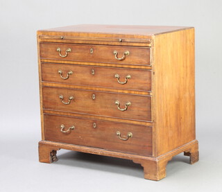 A Georgian mahogany chest with caddy top and brushing slide above 4 long drawers with brass swan neck drop handles 81cm h x 83cm w x 45cm d 