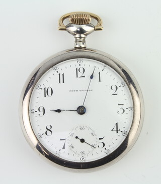 An American engine turned silver pocket watch with seconds at 6 o'clock, the dial inscribed Seth Thomas, the movement numbered 2535705 